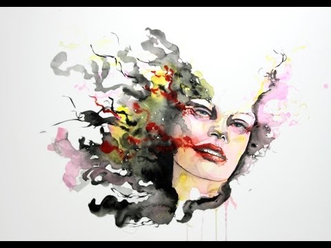480x360 Abstract Watercolor Portrait Speed Painting