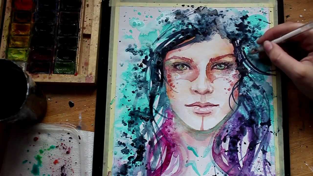 1280x720 Watercolor Abstract Portrait