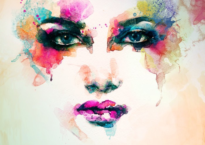 700x495 Woman Portrait .abstract Watercolor .fashion Background Wall Mural