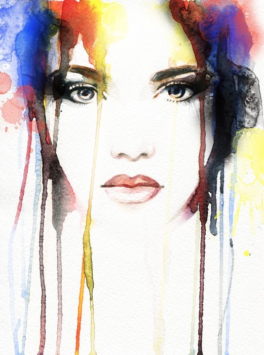 521x700 Woman Portrait .abstract Watercolor Sticker We Live To