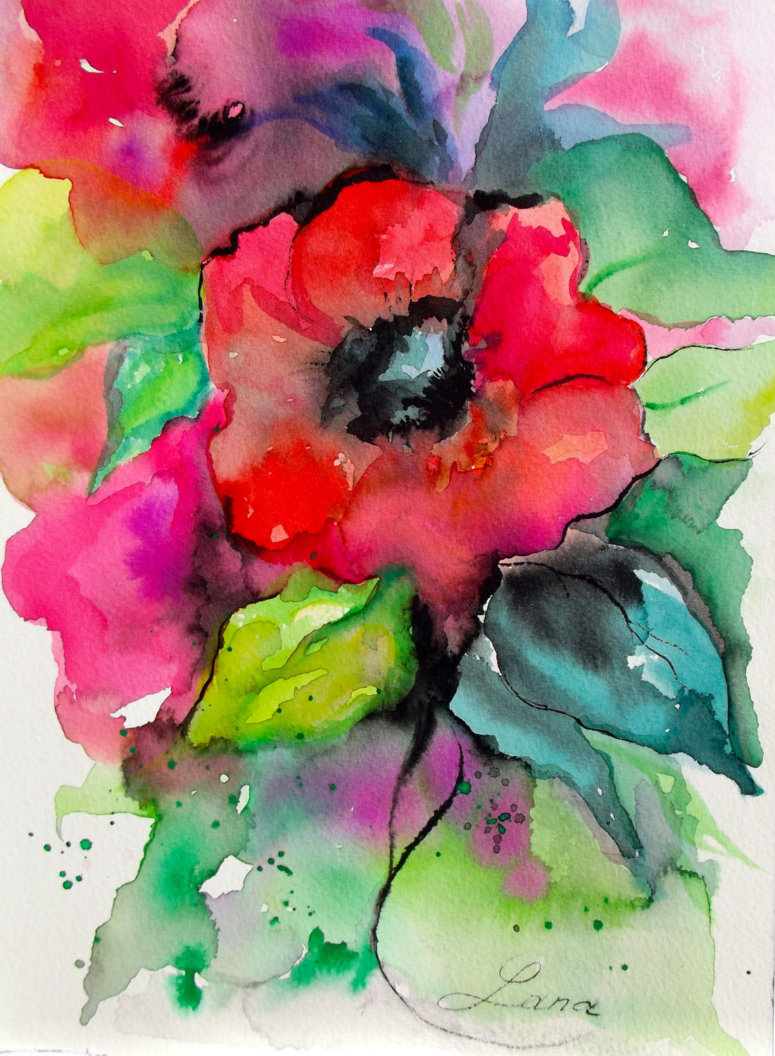 1101x1500 Abstract Original Watercolor Painting
