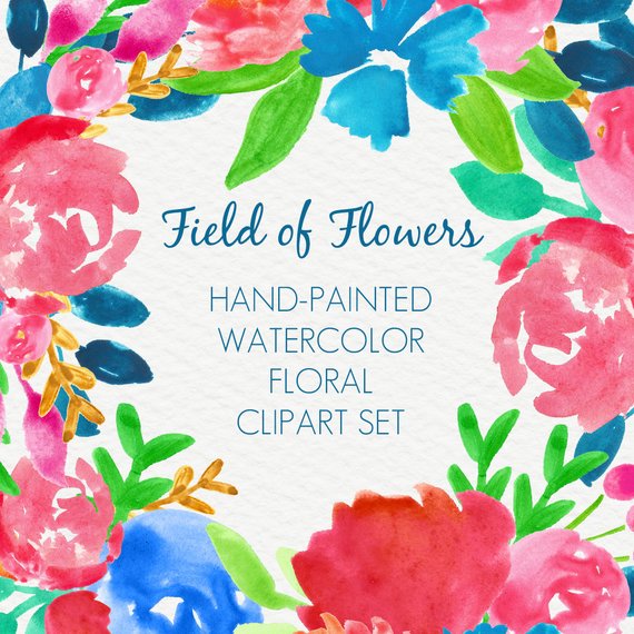 570x570 Abstract Watercolor Flowers Floral Clipart Clip Art Digital Etsy