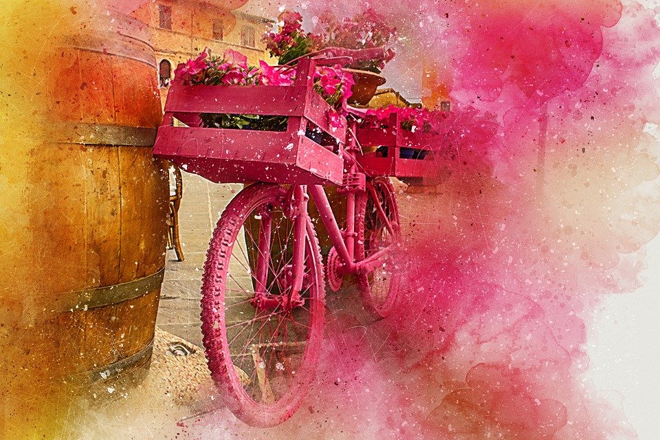 960x640 Free Photo Abstract Watercolor Flowers Bicycle Art Vintage