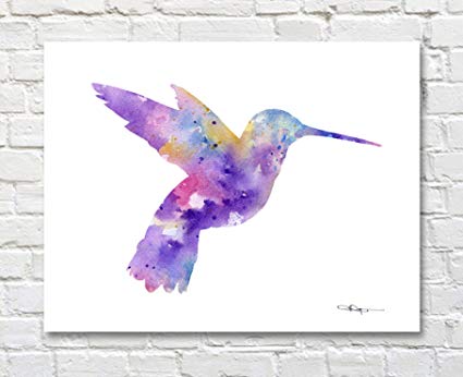 425x346 Hummingbird Abstract Watercolor Painting 11 X 14