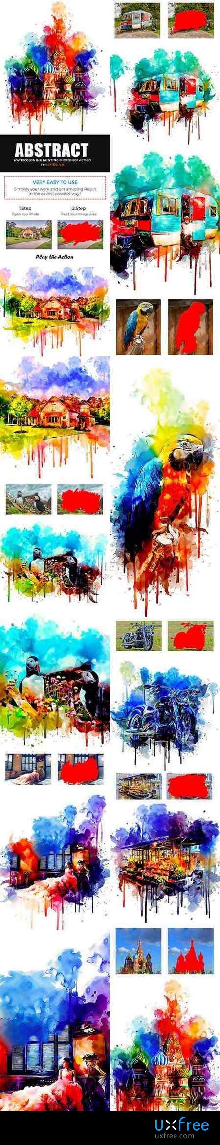 450x2342 Abstract Watercolor Ink Painting Photoshop Action 22415219