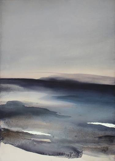 375x522 The Secret Of Blue Desert... Abstract Watercolor Landscape