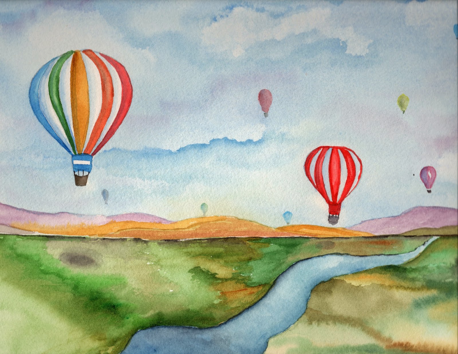 1600x1237 Watercolor Paintings And Mobiles By Carolyn Weir Balloon Race