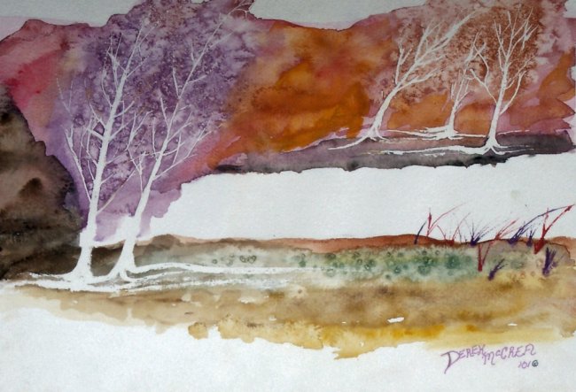 650x443 Tranquility Abstract Landscape Painting, Watercolor, Landscape