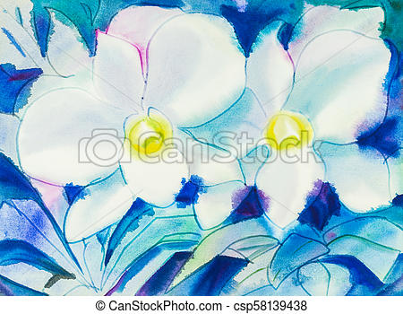 450x350 Abstract Watercolor Original Painting White Color Of Orchid