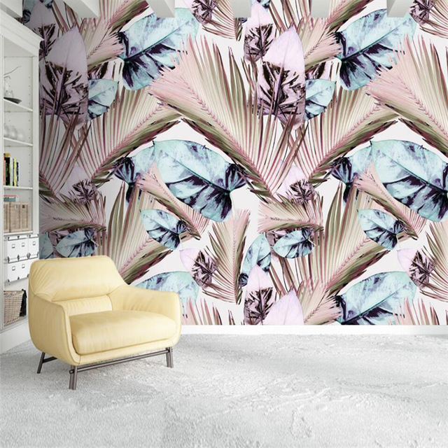 640x640 Beibehang Abstract Watercolor Leaves Hand Painted Background Wall