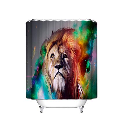 425x425 Fannee Abstract Watercolor Lion Brown Mint Blue Lion