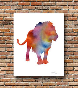 267x300 Lion Abstract Watercolor Wildlife Painting 11 X 14 Art Print By