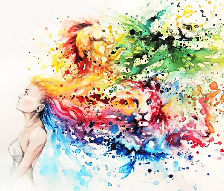 750x640 Lion Watercolor Painting Abstract