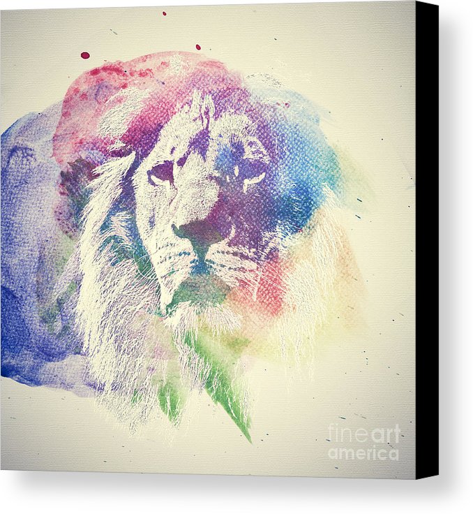 678x736 Watercolor Painting Of Lion. Abstract, Colorful Art Canvas Print