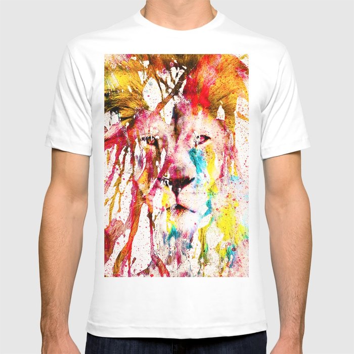 700x700 Wild Lion Sketch Abstract Watercolor Splatters T Shirt By