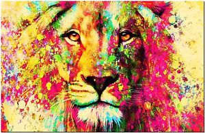 300x195 Abstract Watercolor Lion Canvas Art Print