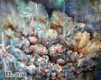 350x276 Texture Paintings Abstract Watercolor Painting For Living Room