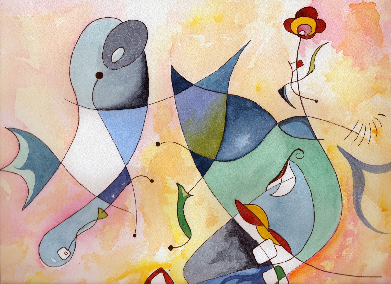 1600x1162 Watercolor Paintings And Mobiles By Carolyn Weir Dolphin Garden