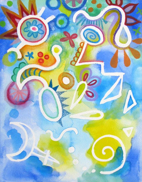 500x639 Watercolor Pencil Art Lesson Colorful Whimsical Abstract Art