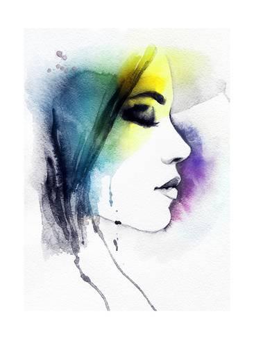 366x488 Woman Portrait .abstract Watercolor .fashion Background Prints By