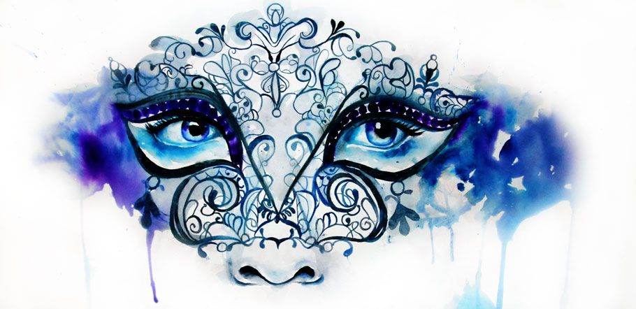 910x442 Abstract Watercolor Portrait Painting