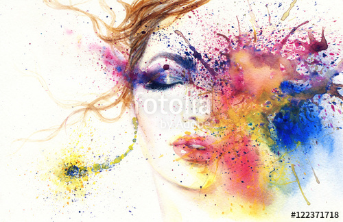 500x324 Woman Portrait .abstract Watercolor .fashion Background Stock