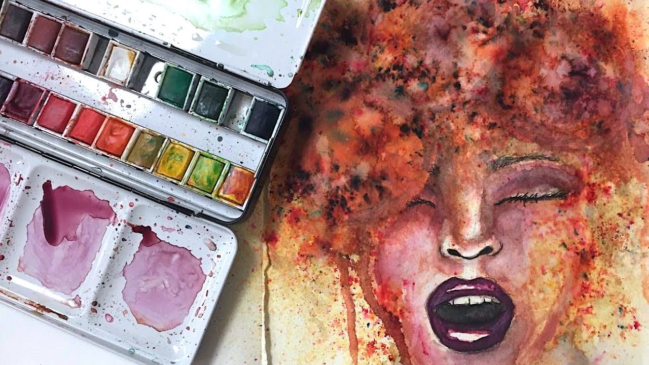 1280x720 Abstract Watercolor Portrait Painting