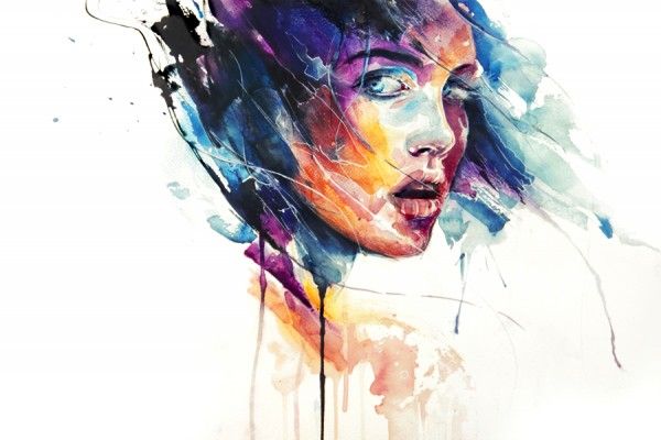 600x400 Abstract Watercolor Portrait Painting