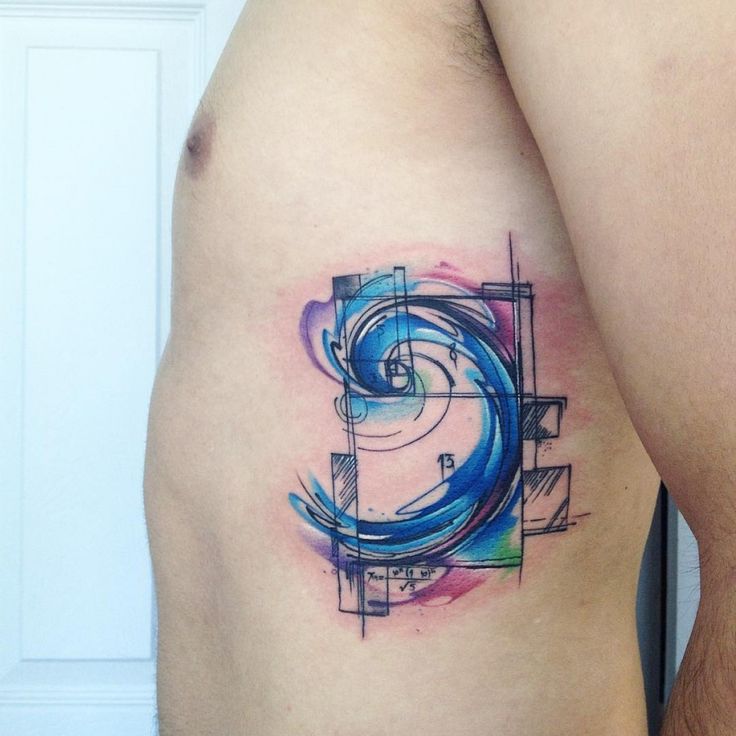 736x736 Abstract Watercolor Tattoo Design On Side Rib