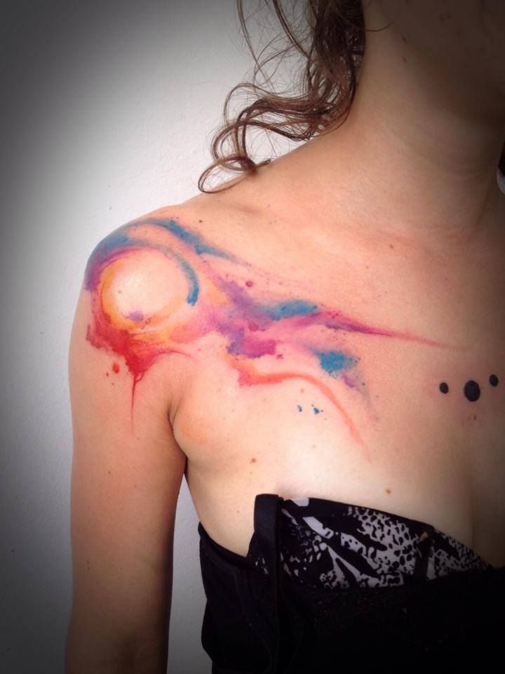 720x960 Abstract Watercolor Tattoo On Shoulder Tattoo Ideas For Women