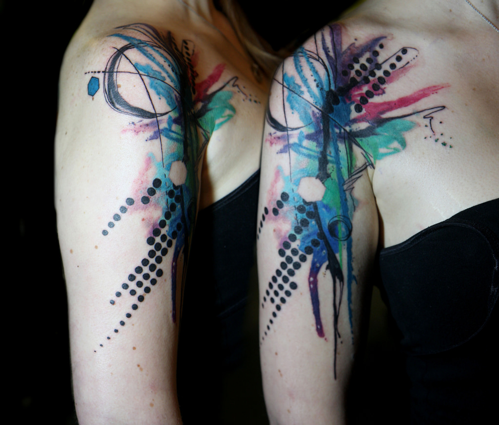 1024x873 Abstract Watercolor Tattoo Deanna Wardin