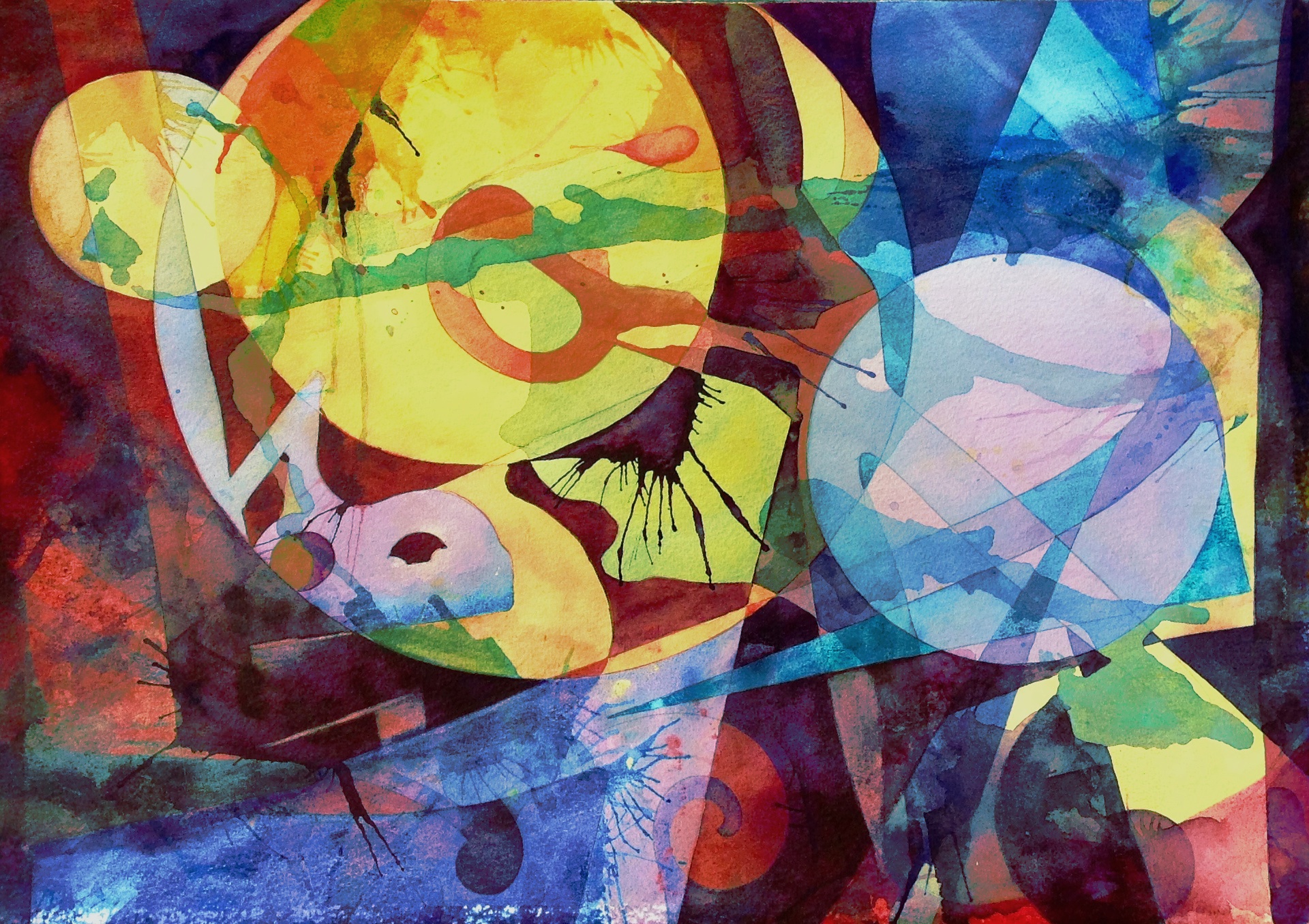 1920x1356 Day Into Night Watercolor Orbs Abstract Paintings Chris Carter