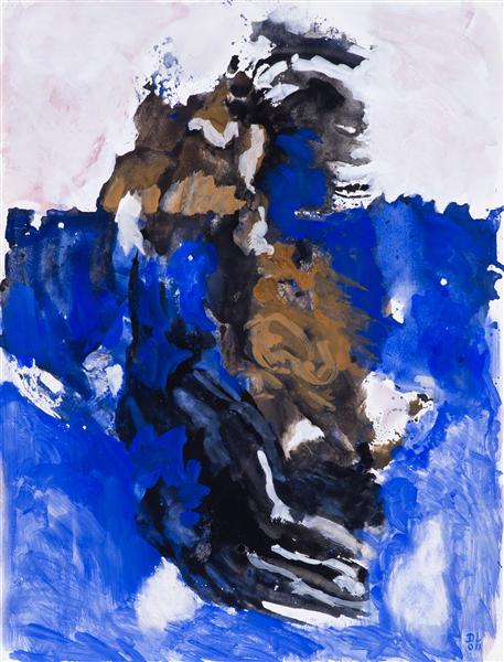 457x600 G 877 Abstract Watercolor Painting On Paper In Gouache Technique