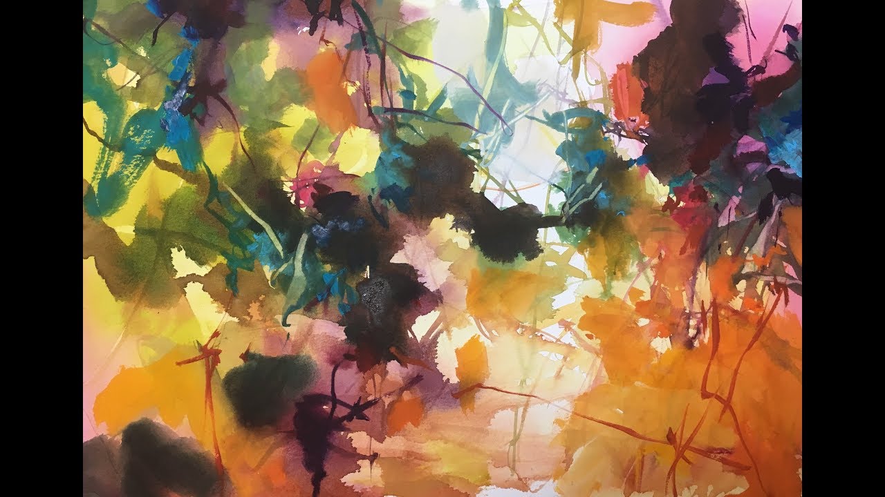 1280x720 Abstract Watercolor Painting Tutorial Workshop Time Lapse