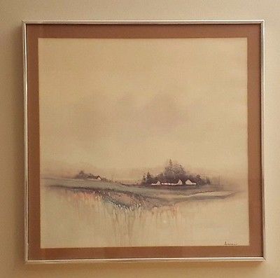 400x397 Ackerman Vintage Set Of 2 Matching Stream Watercolor Painting