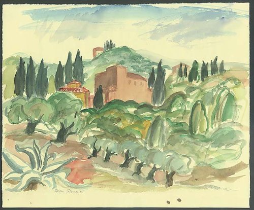500x414 Frank Ackerman Original Watercolor Near Florence