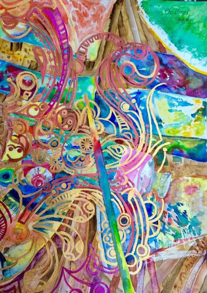 678x960 Clockwork Original Mixed Media Painting Watercolor