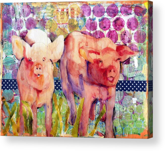 665x608 Mixed Media Art Pig Art Animal Art Collage Art With Watercolor
