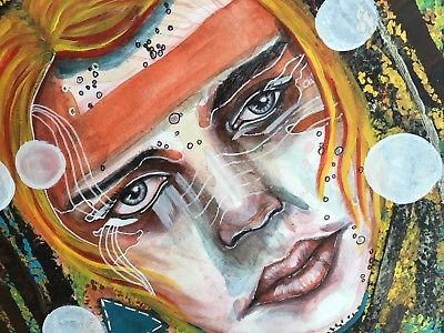 400x300 Original Mixed Media Artwork Watercolor Acrylic Pen Painting 9x12