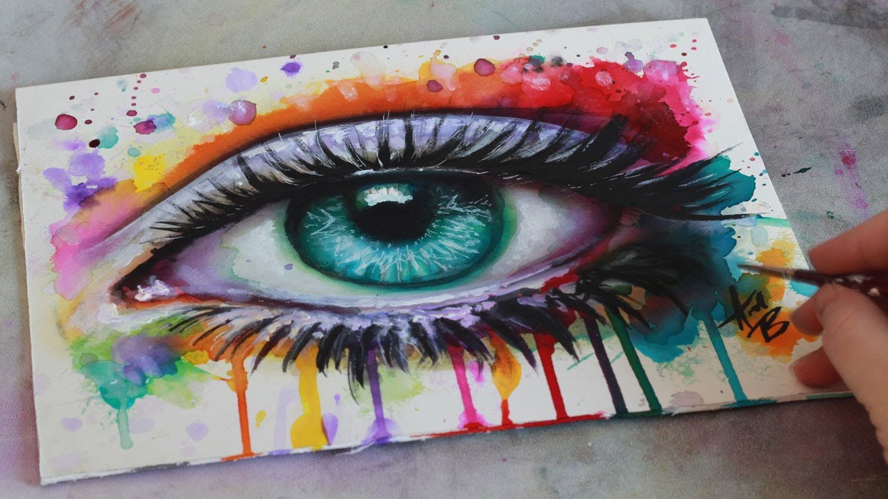 1280x720 Speed Painting Mixed Media Surreal Abstract Eye Watercolor And