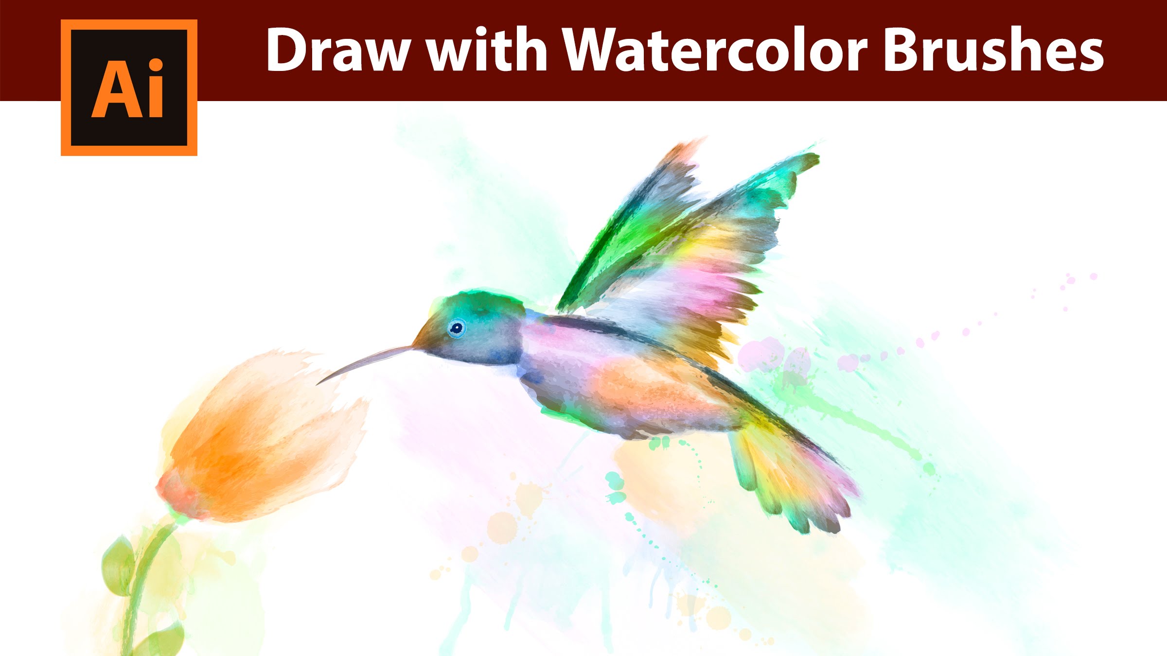 2400x1350 How I Draw A Kolibri With Watercolor Brushes In Adobe Illustrator