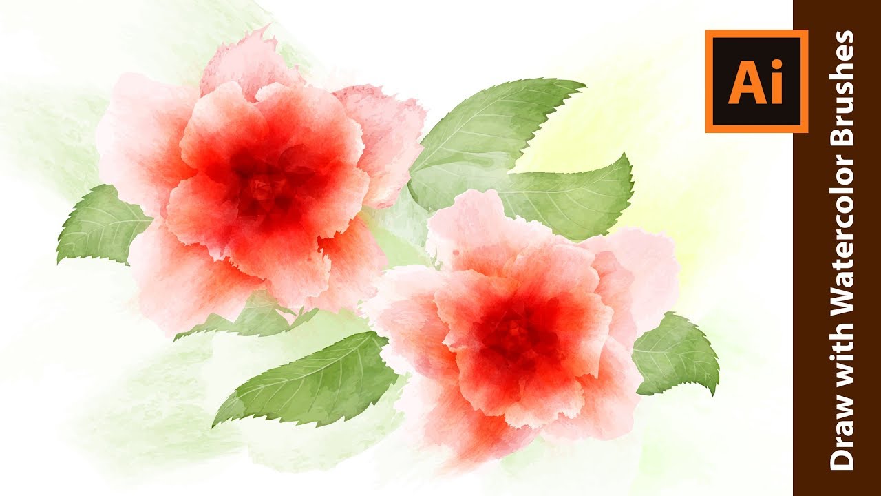 1280x720 How To Draw Red Flowers With Watercolor Brushes Adobe Illustrator
