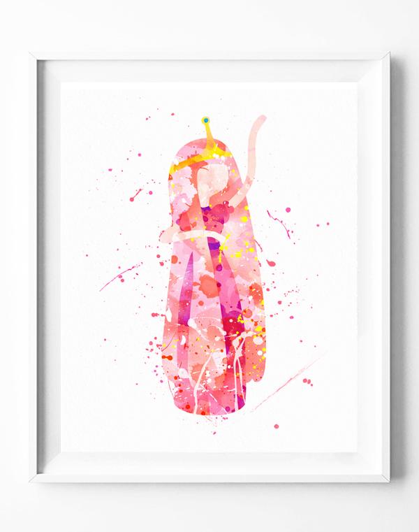600x761 Adventure Time Princess Bubblegum Art Print Poster Watercolor
