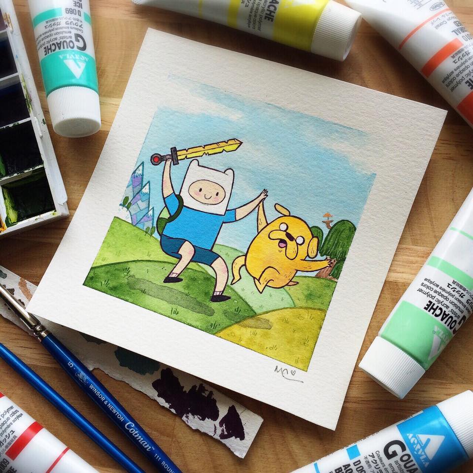 960x960 Adventure Time Jake And Finn Watercolor Print Michelle Coffee