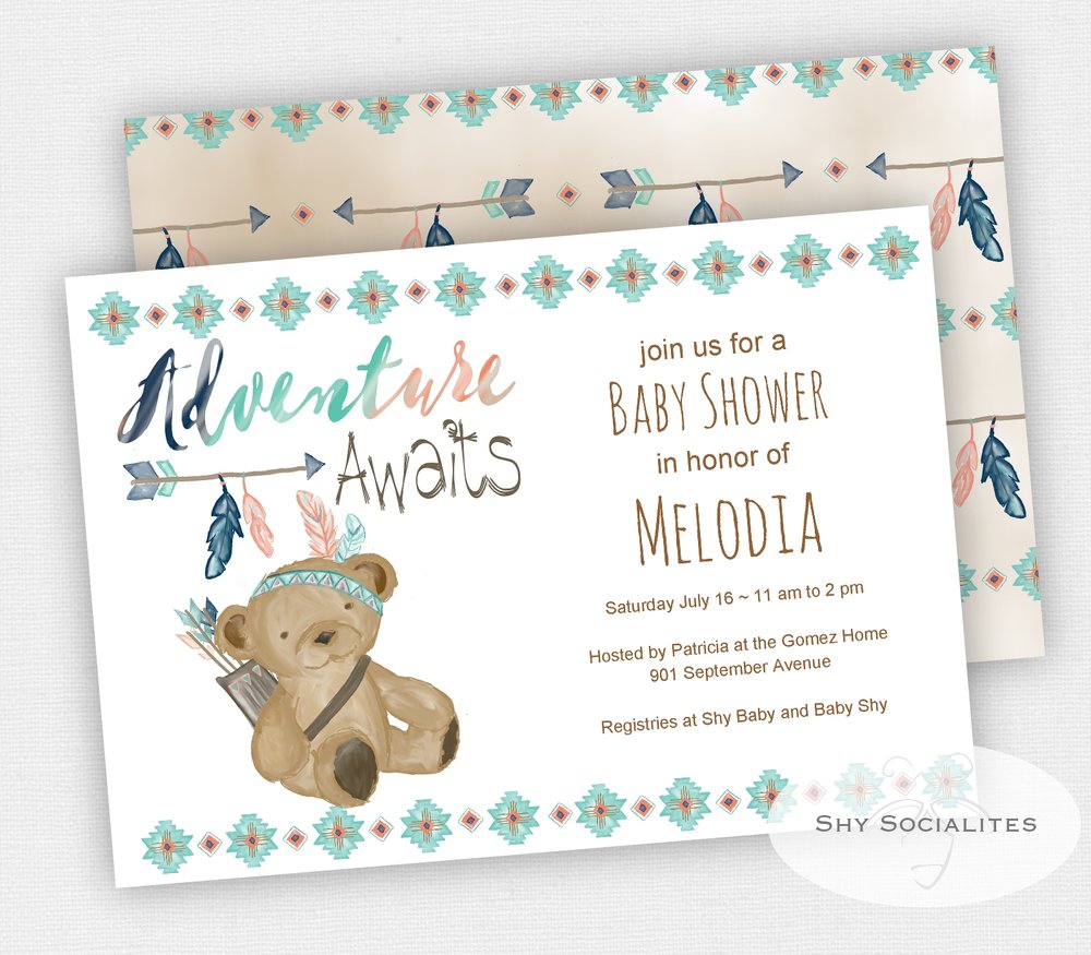 1000x875 Adventure Awaits Watercolor Baby Shower Invitation Shy Socialites