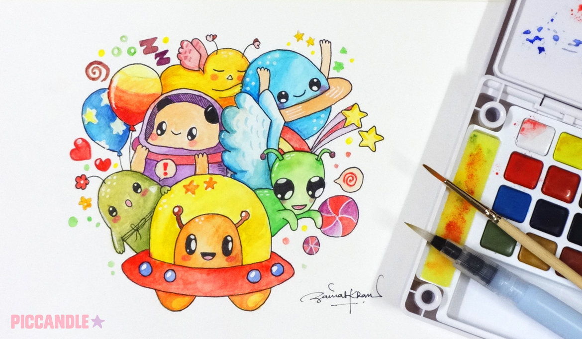 1170x682 Space Adventure ~ Watercolor Doodle By Piccandle