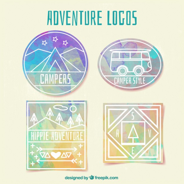 626x626 Watercolor Adventure Logos Stock Images