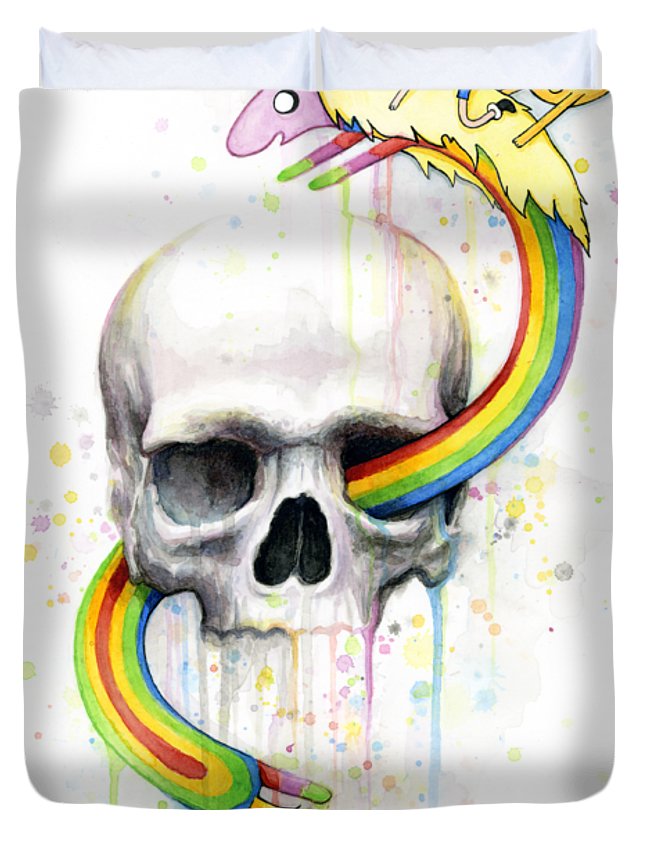 645x853 Adventure Time Skull Jake Finn Lady Rainicorn Watercolor Duvet