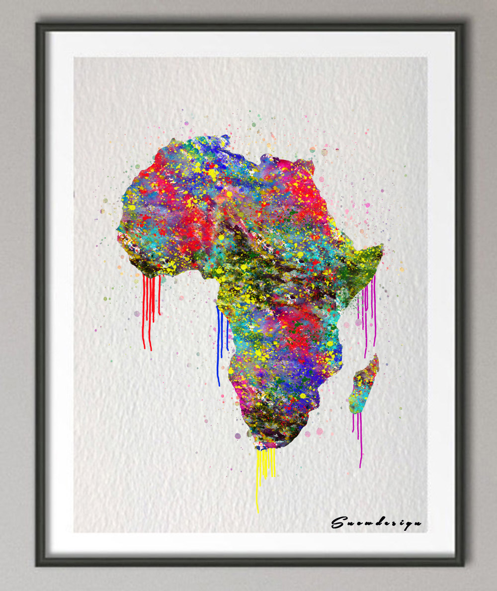 1000x1188 Buy Original Watercolor Africa Map Canvas