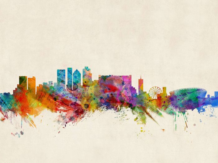 700x525 Cape Town South Africa Watercolour Skyline